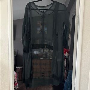 Sheer Black vintage Long Sleeve kimono type jacket